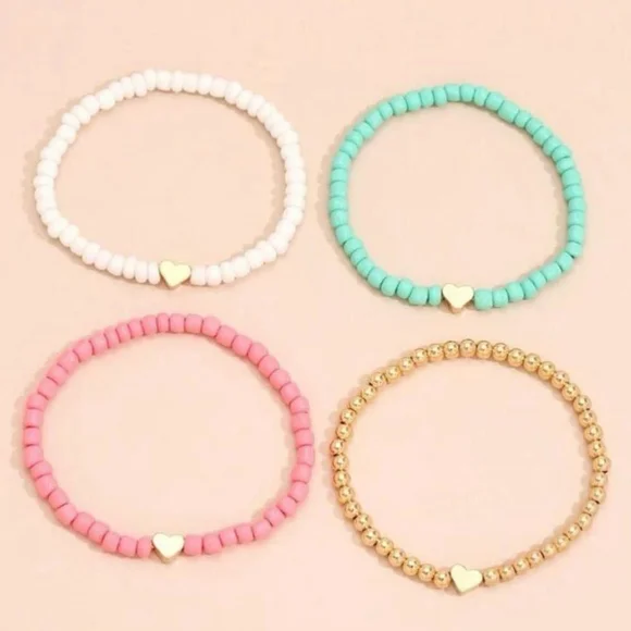 ⚠️Clearance 4pcs Heart Charm Beaded Colorful Bracelet - Picture 2 of 5